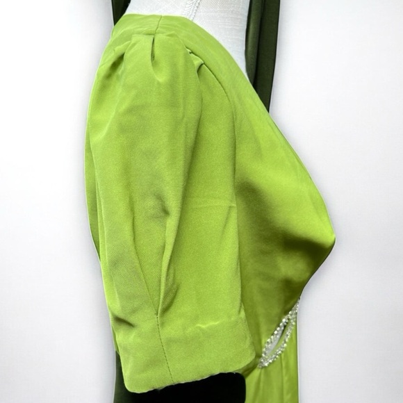 🌻NEW w.Tags MAC DUGGAL Apple Plunge Neck Puff Sleeve Cut Out Gown Size 10 $458 - Picture 10 of 13